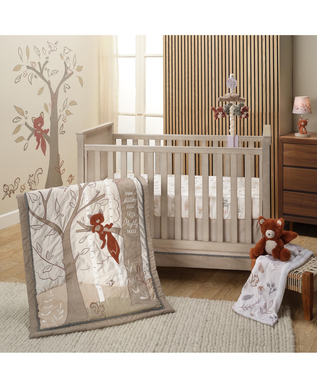 Lambs & Ivy Treetop Fox Beige Tree w/ Woodland Animals Wall Decals/Stickers