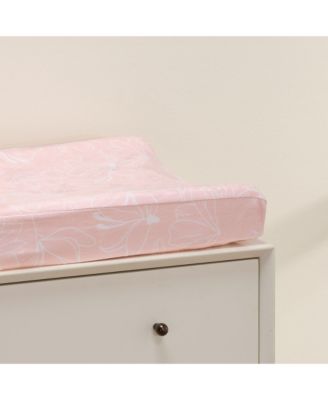 Petals Soft Pink/White Floral Outline Baby Changing Pad Cover
