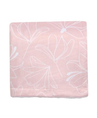 Petals Pink/White Floral Fleece Faux Shearling Soft Baby Blanket