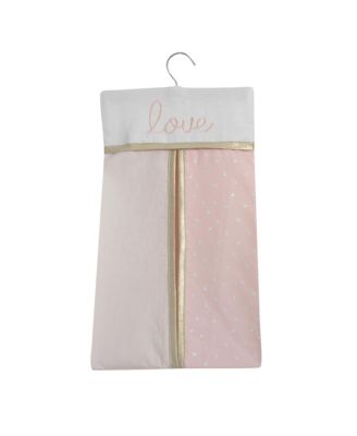 Baby Love Metallic Gold/Pink/White Hearts, Stripes and Chevrons 4-Piece Nursery Crib Bedding Set