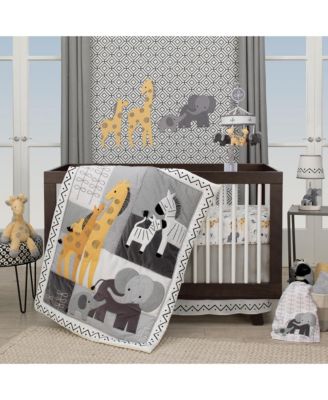 Me & Mama White/Gray Elephant Nursery Lamp with Shade & Bulb