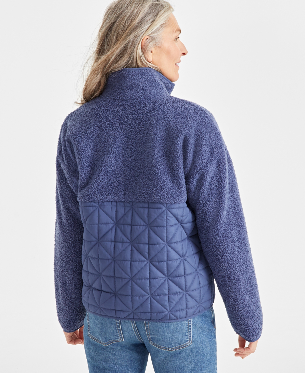 Style & Co Women's Mixed Media Sherpa Jacket, Created for Macy's