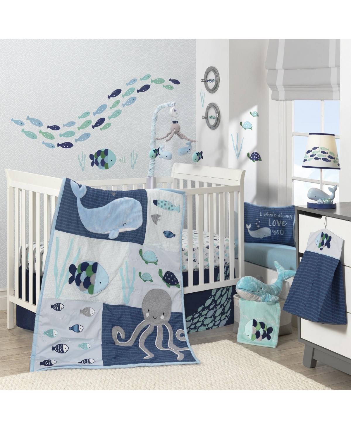 Lambs & Ivy OceaniaOcean/Sea/Nautical Nursery Lamp with Shade & Bulb - Blue