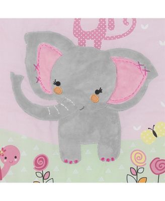 Twinkle Toes Pink/Blue/Green Elephant & Monkey 3-Piece Nursery Crib Bedding Set