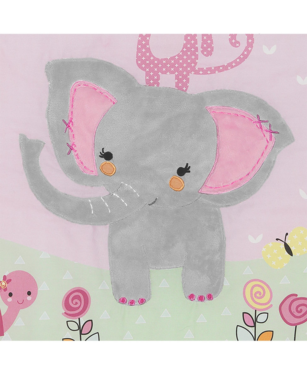 Bedtime Originals Twinkle Toes Pink/Blue/Green Elephant & Monkey 3-Piece Nursery Crib Bedding Set