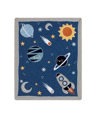 Milky Way Blue/Gray Space Galaxy 4-Piece Nursery Baby Crib Bedding Set
