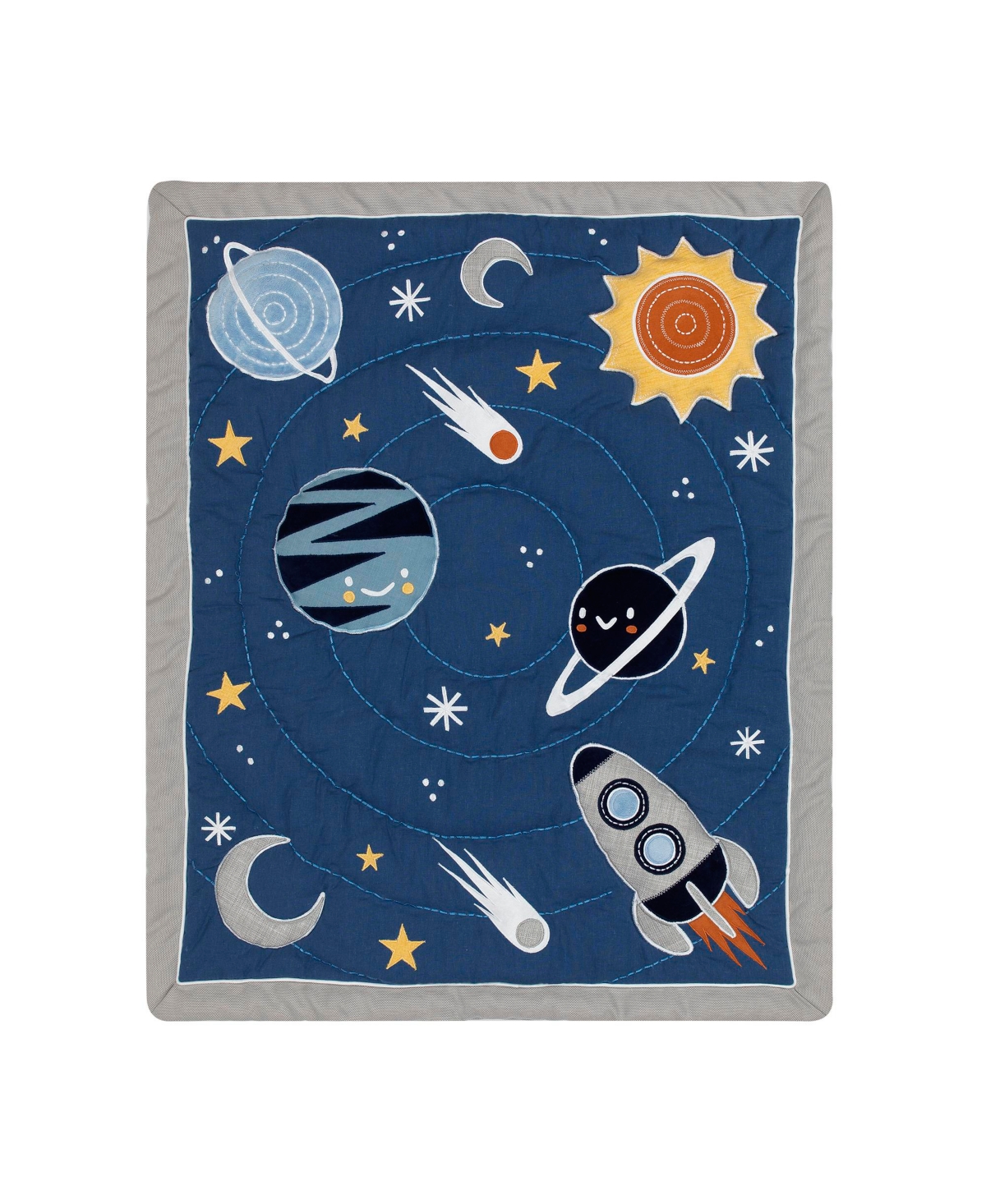 Lambs & Ivy Milky WayGray Space Galaxy 4-Piece Nursery Baby Bedding Set - Blue