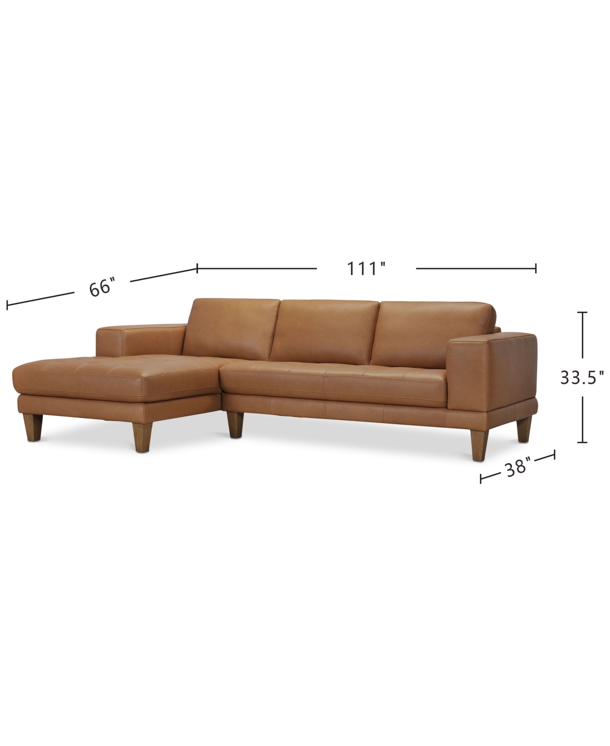 Macy's Niebee 2-pc. Leather Sectional, Created For  In Toffee