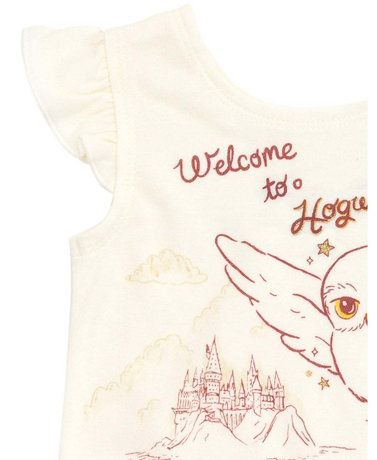 Harry Potter Baby Girls Hedwig Owl French Terry Romper and Headband Newborn to