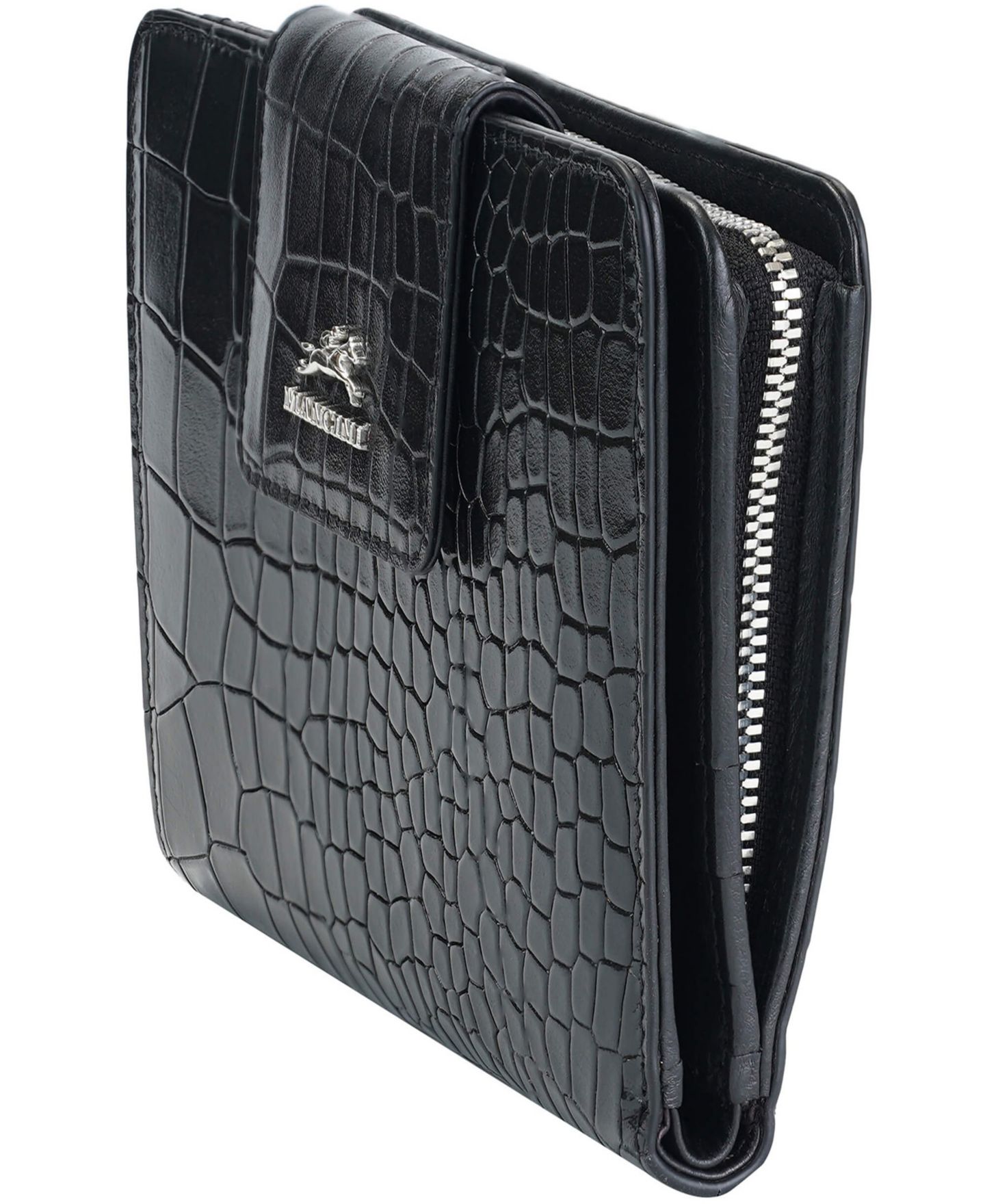 Женский кошелёк Mancini Croco2 RFID Secure Clutch Wallet, цвет: Чёрный — фото 3