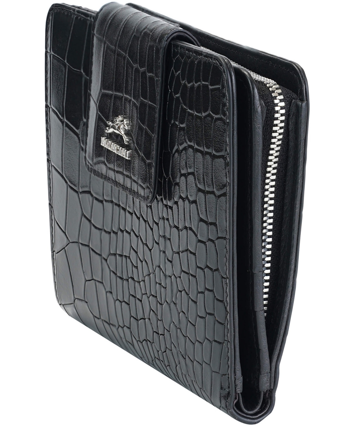 Mancini Women's Croco2 Rfid Secure Clutch Wallet In Brown