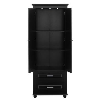 Tall Storage Cabinet with Two Drawers for Bathroom/Office, Black