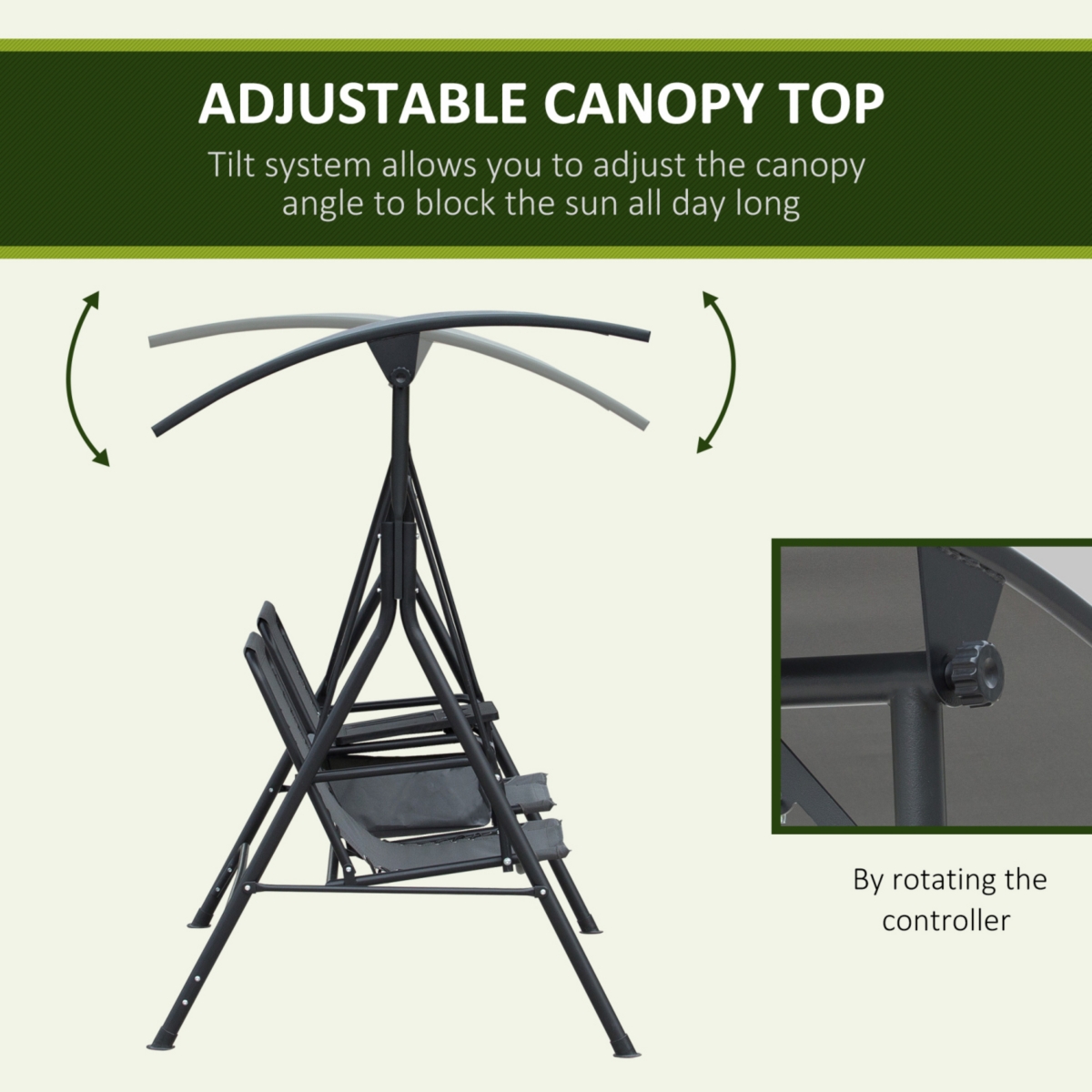 Streamdale Furniture Outdoor Canopy Swing with Table and Adjustable Shade