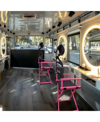 28" Height Tall Director Chair Folding Artist Makeup Head Rest Pink