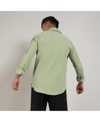 Men's Pistachio Green Crinkled-Weave Shirt