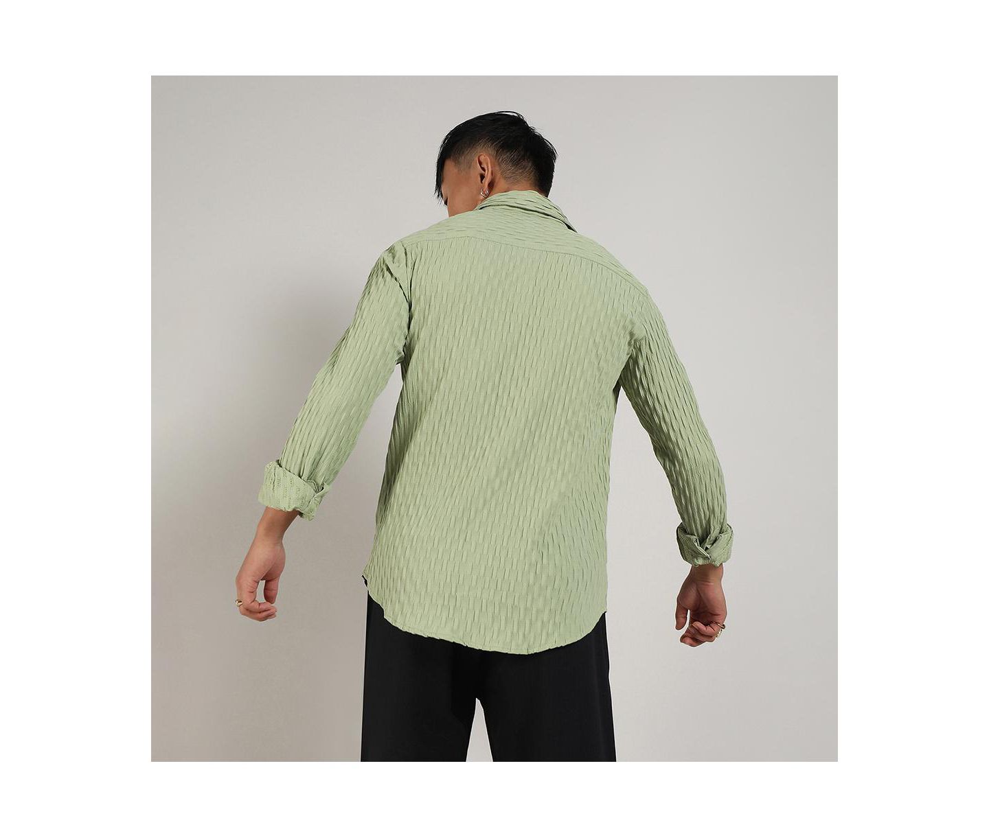 Мужская рубашка Cahoot Campus Sutra Pistachio Green Crinkled-Weave, цвет: Зелёный — фото 4
