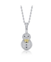 GiGiGirl Sterling Silver Black & White Cubic Zirconia Snowman Pendant Necklace - Silver