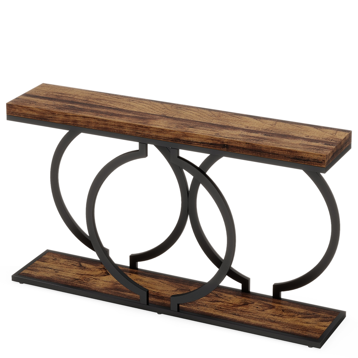 Tribesigns Industrial Console Table, inch Wood Entryway Table Narrow Long Sofa Table, Rustic Accent Table for Living Room, Entrance Table Geometric