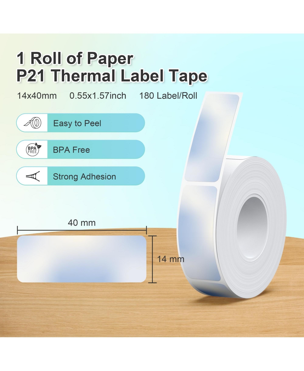 Nelko Genuine P21 Label Maker Tape, Adapted Label Print Paper, 14x40mm (0.55
