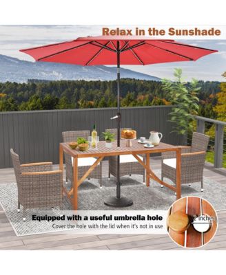 Patio Rectangle Acacia Wood Dining Table Spacious Slatted