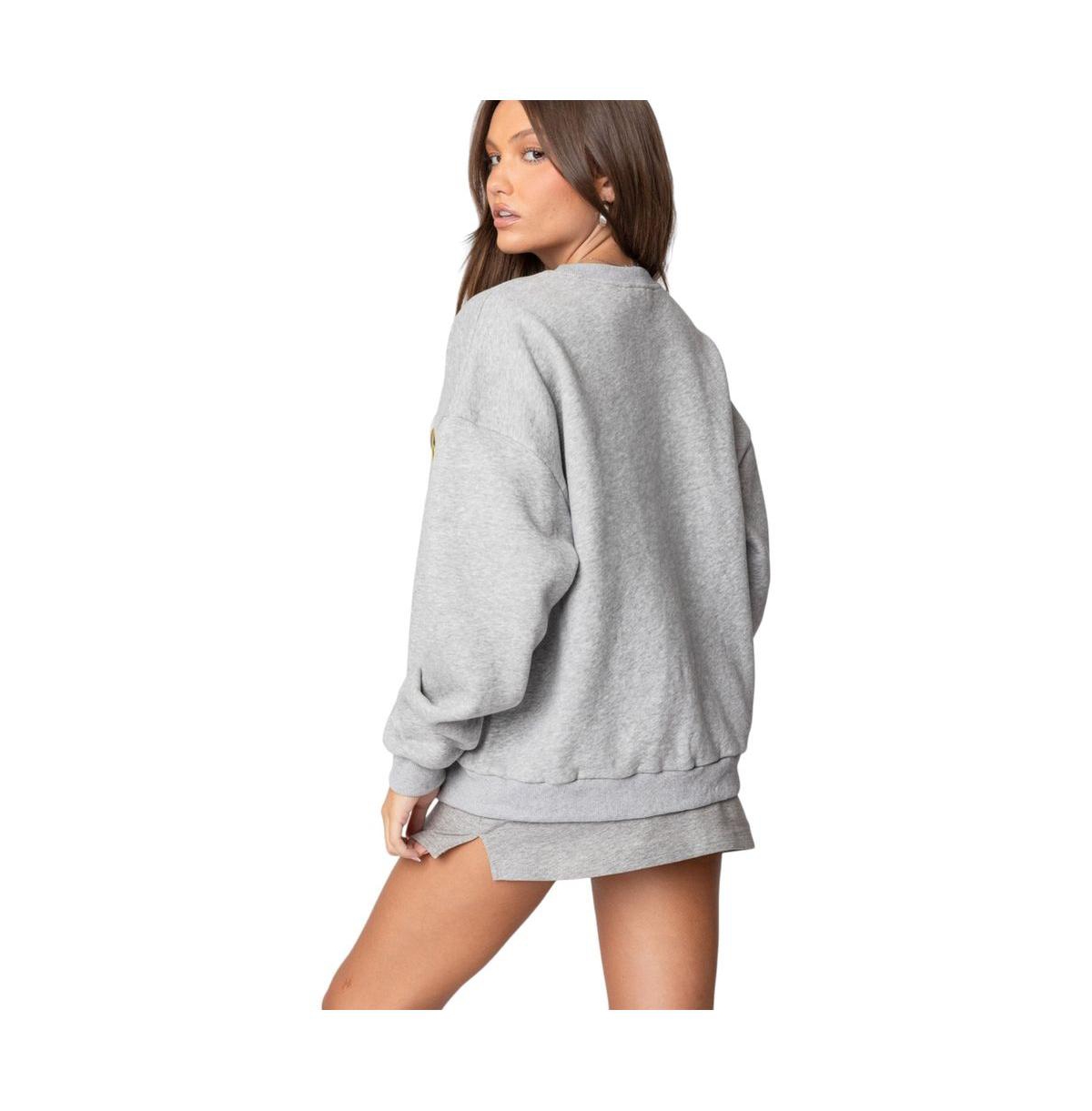Edikted Women's English Girl Sweatshirt - Gray-melange