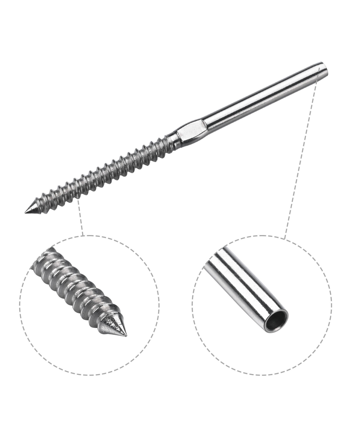 Yescom Stainless Steel Left Right Handed Thread Swage Lag Screws Cable Railing 40 Pack