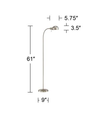 Ridley Modern Floor Lamp Standing 61" Tall Satin Nickel Metal Adjustable Gooseneck Arm for Living Room Reading Bedroom Office House Home