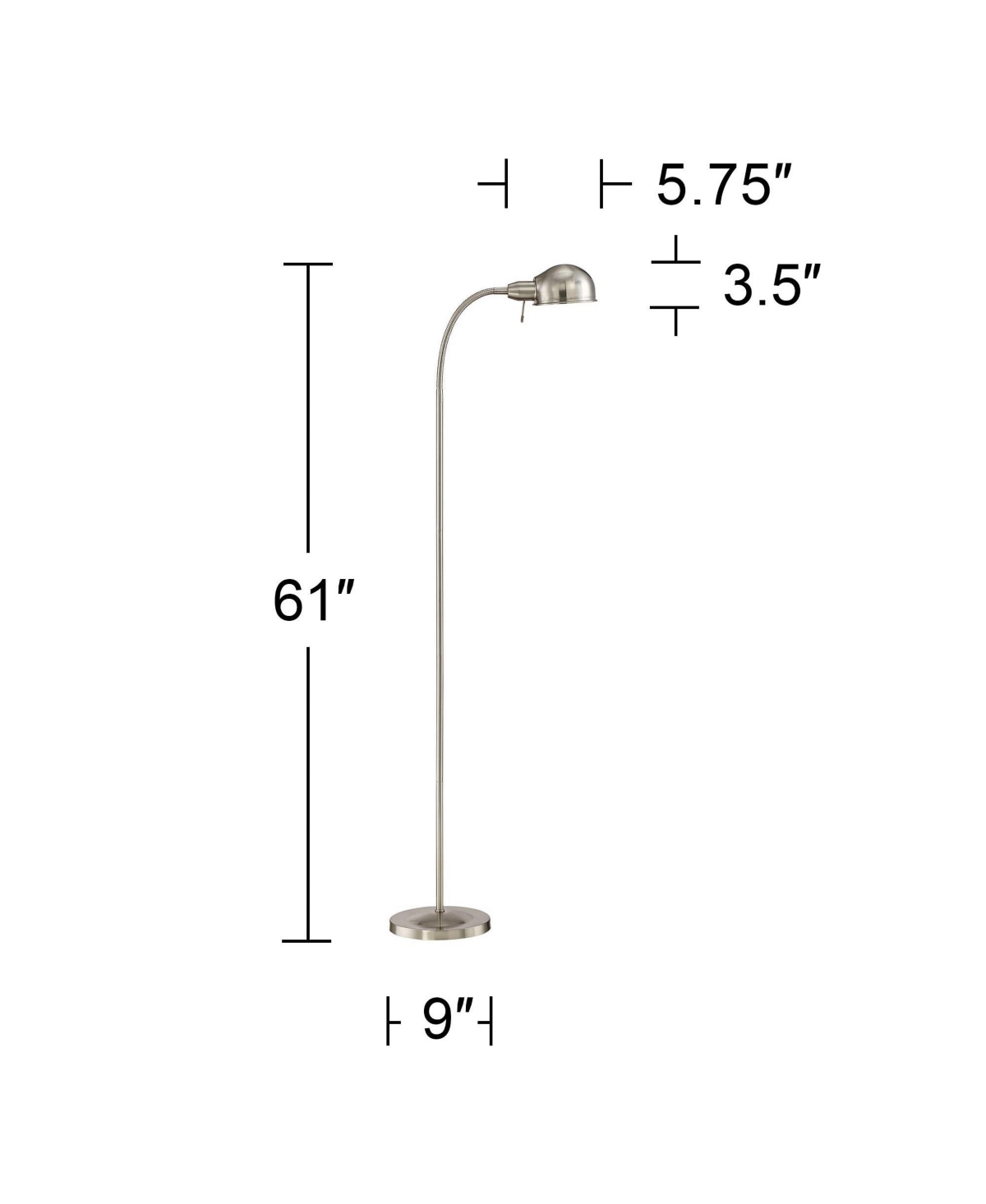 360 Lighting Ridley Modern Standing Task Floor Lamp Tall Satin NickelAdjustable Gooseneck Arm Bright Lighting for Living Room Reading Hous