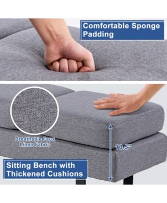 Waiting Room Bench Seating Long Bench with Metal Frame Leg-Gray