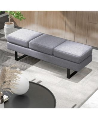 Waiting Room Bench Seating Long Bench with Metal Frame Leg-Gray