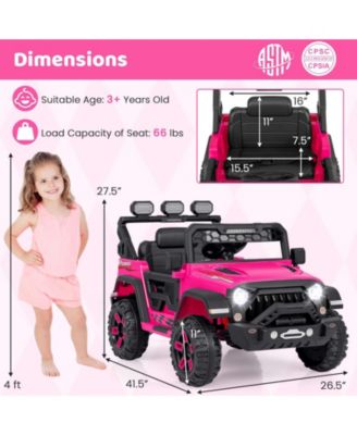 12V Electric Kids Ride on Truck with Remote Control and Music-Pink