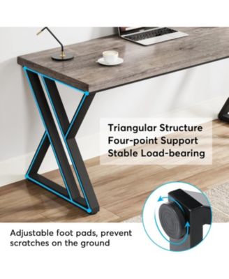 Writing Computer Desk, 55 inch Heavy Duty Study Desk with Z-Shaped Metal Leg, Modern Simple Home Office Computer Desk