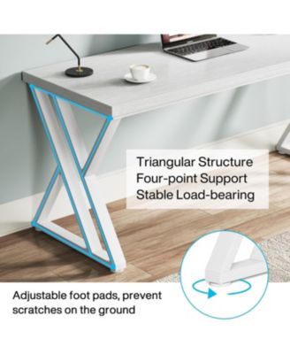 Writing Computer Desk, 55 inch Heavy Duty Study Desk with Z-Shaped Metal Leg, Modern Simple Home Office Computer Desk
