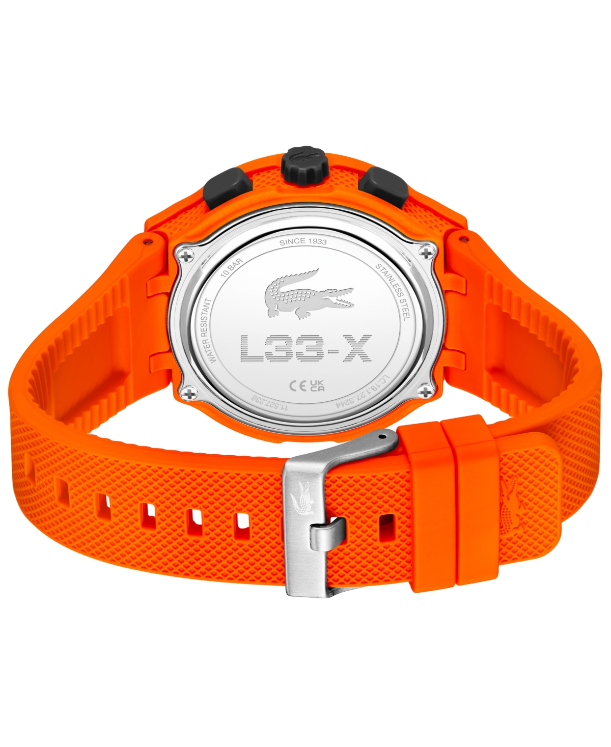 Lacoste Men's Lc33 Orange Silicone Strap Watch 45mm In Orange