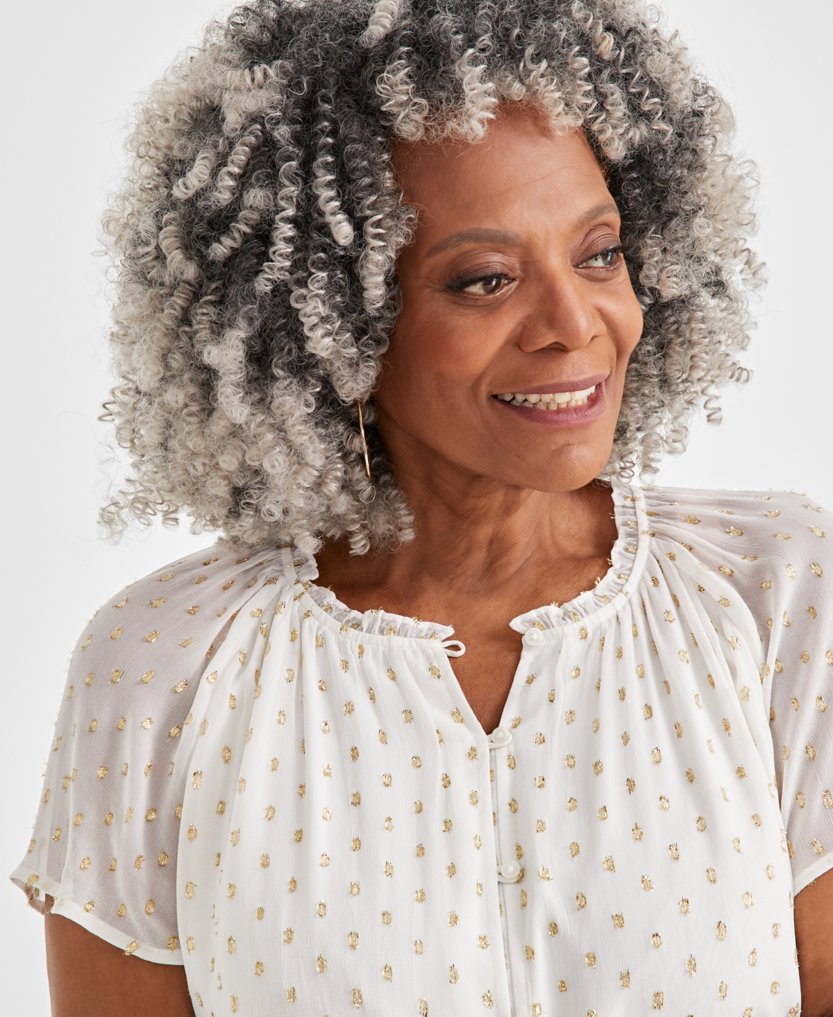 Style & Co Plus Size Flutter-Sleeve Shine Blouse, Created for Macy's