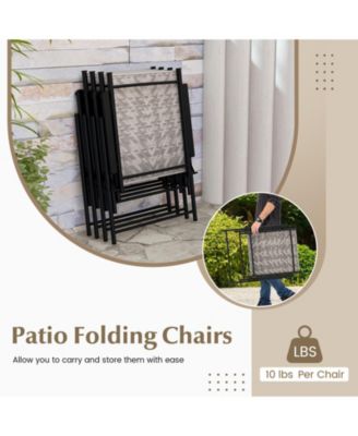 Set of 4 Patio Folding Chairs with Armrests and Portable Lawn Chairs for Garden Backyard-Gray