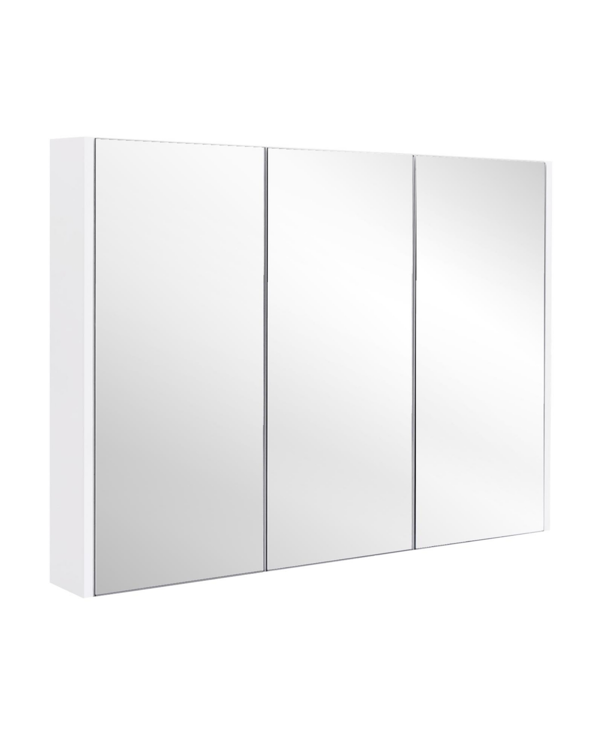 Frameless Bathroom Wall Mounted Mirror Cabinet with 3 Doors and Adjustable Shelves - Black