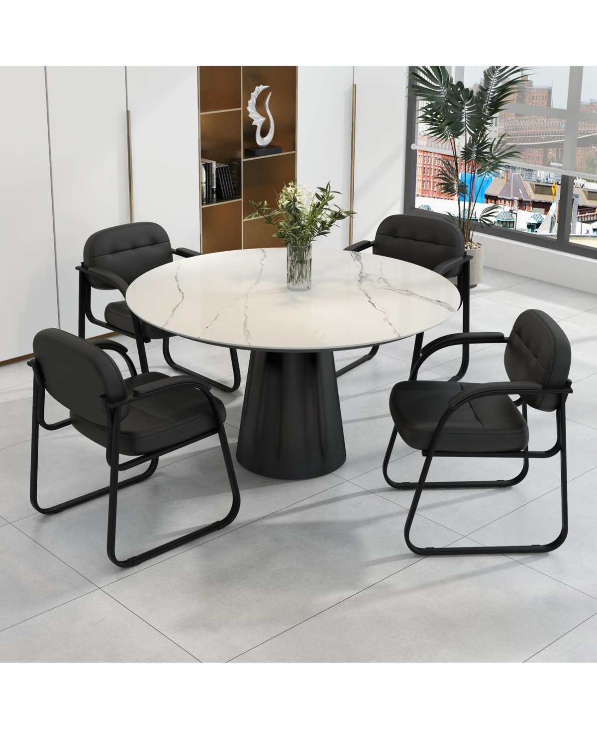 Vebreda Waiting Room Chair Set of 2 Reception Chairs with Sled Base and Padded Arm Rest- Black