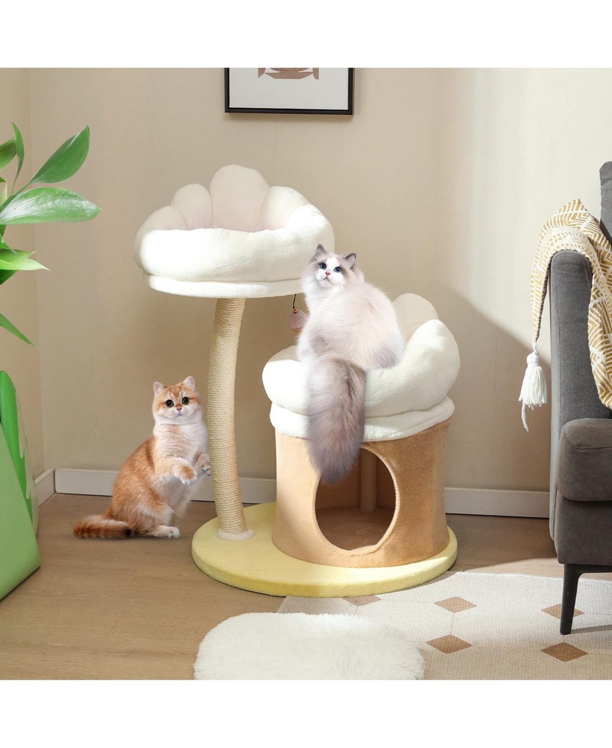 Givimo Cat Tree Cat Tower with 2 Removable and Washable Perches- White