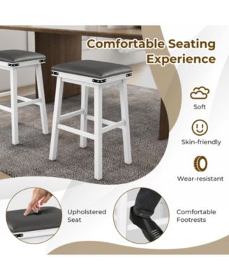 Set of 2 24/30 Inch Dining Bar Stool with Acacia Wood Frame-30 inches