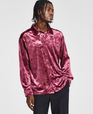 Tinsel - Men's Flocked Jacquard Long Sleeve Button-Front Shirt