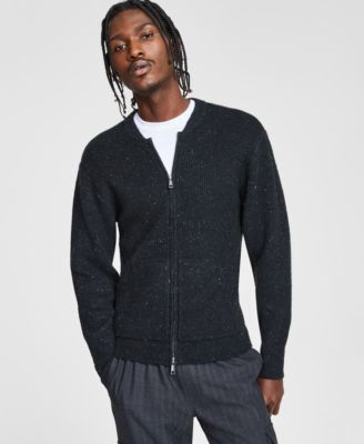 Tinsel - Men's Ribbed Flecked Zip-Front Cardigan Sweater
