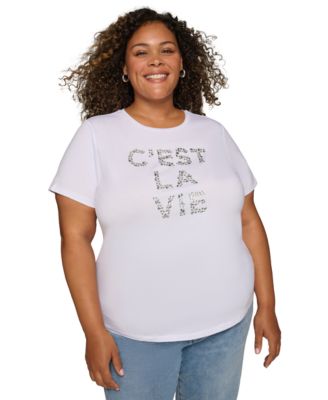 KARL LAGERFELD PARIS - Plus Size C'est La Vie Embellished T-Shirt