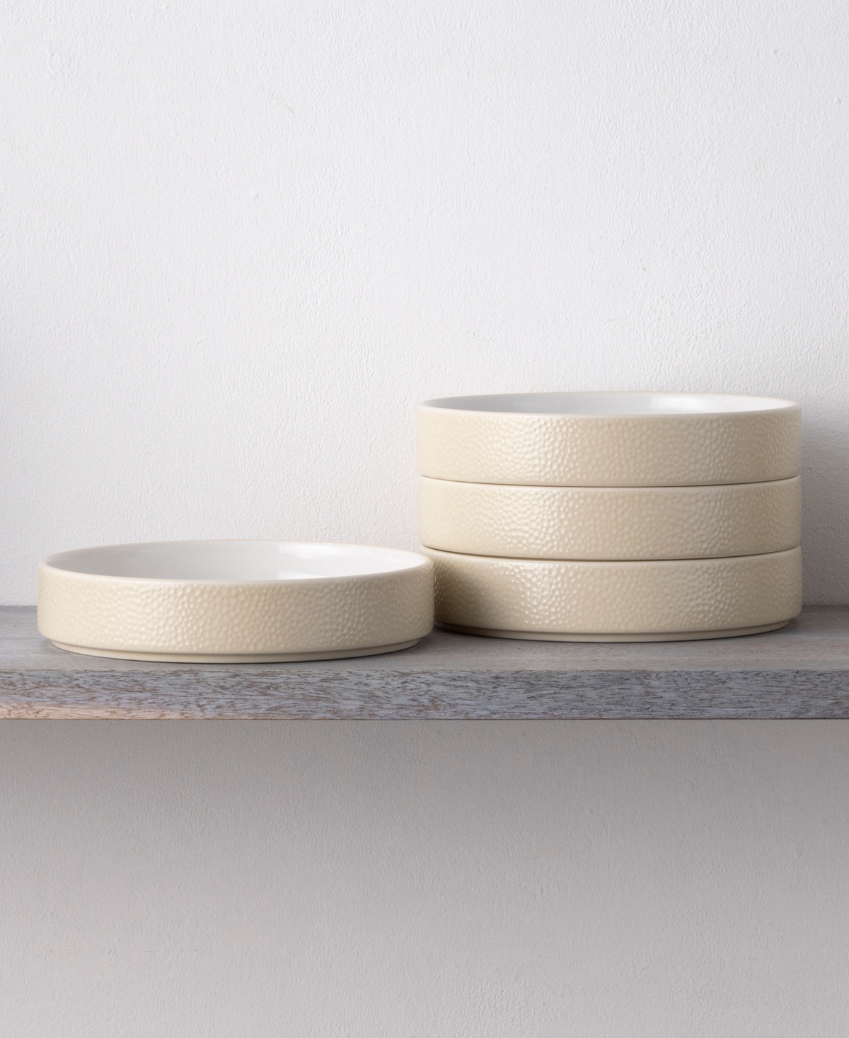 NORITAKE COLORTEX STONE STAX IVORY DEEP PLATES, SET OF 4 