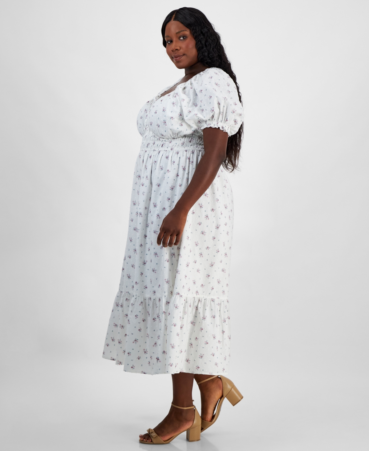 And Now This Women's Short-Sleeve Clip-Dot Midi Dress, Xxs-4X, Created for Macy's