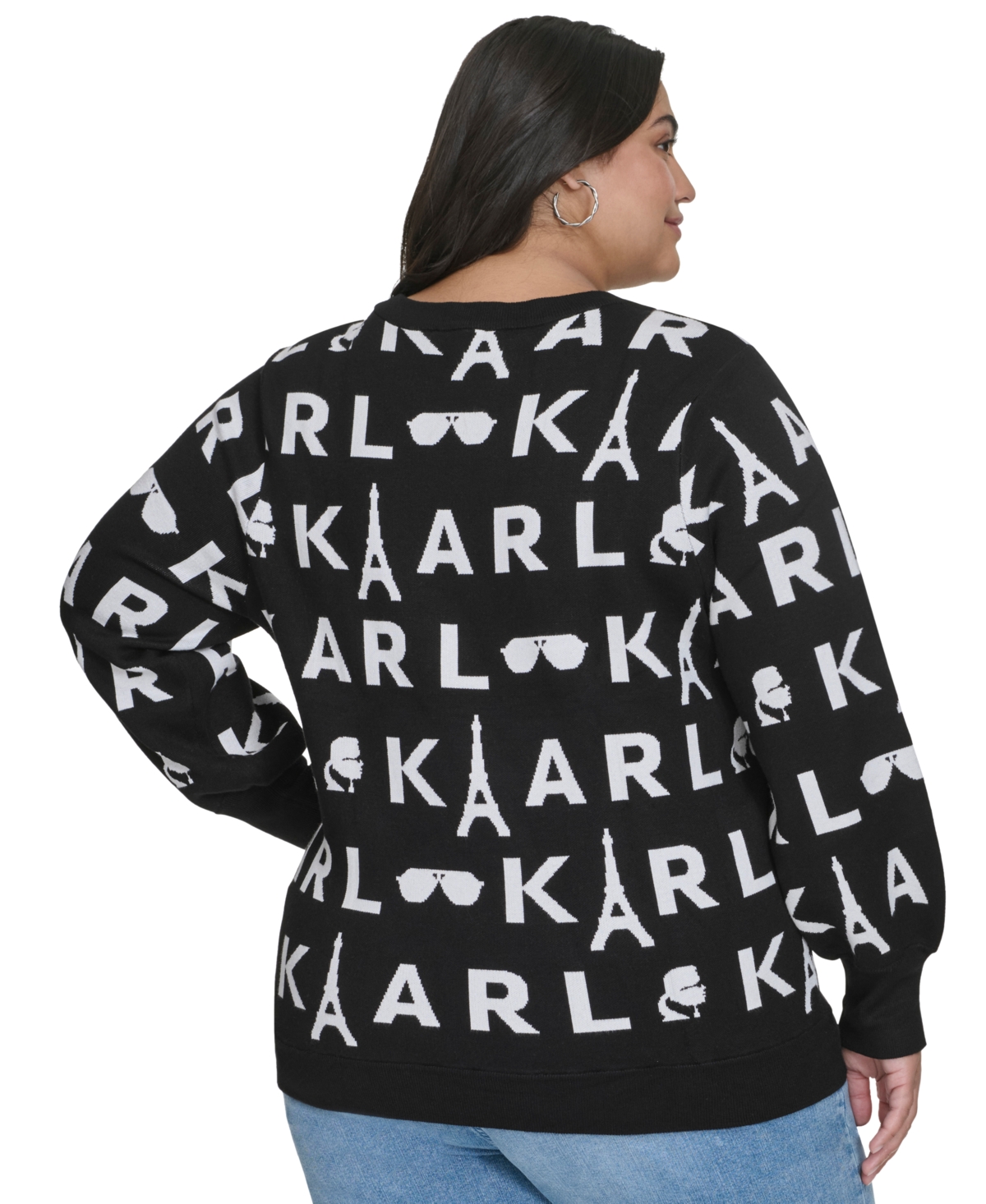Karl Lagerfeld Paris Plus Size Signature Beaded Sweater, Created for Macy's