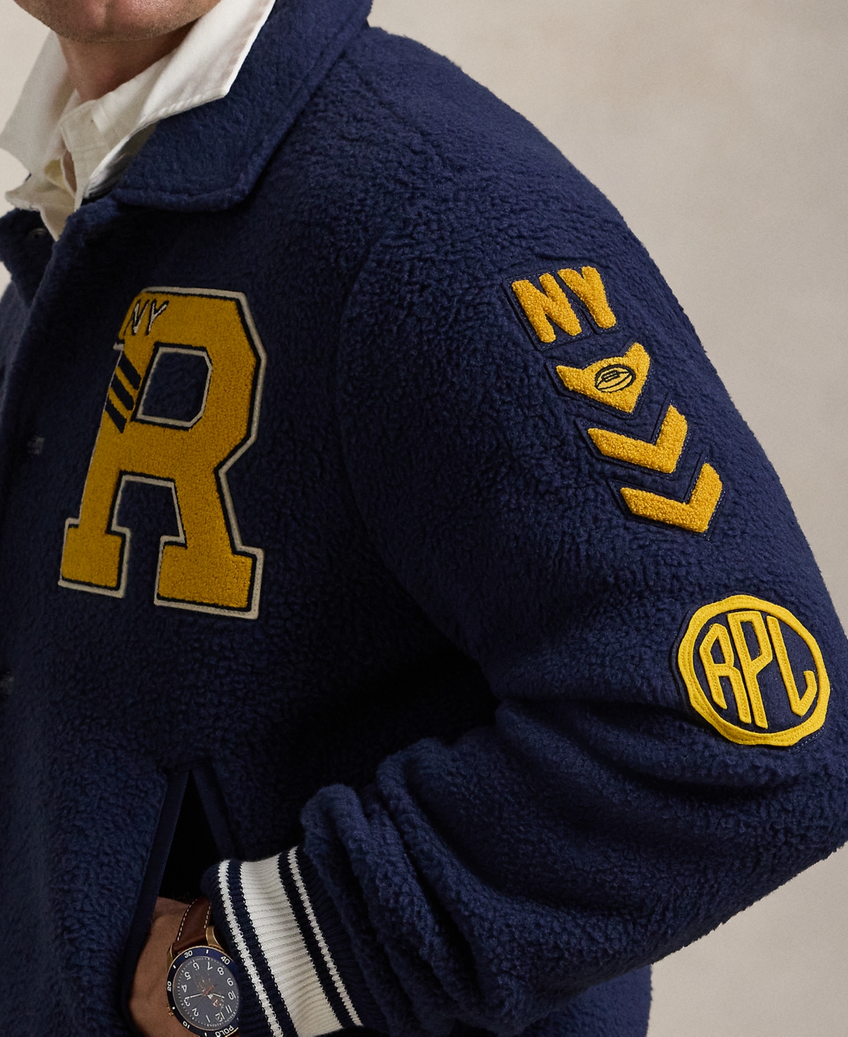 Polo Ralph Lauren Men's Pile Fleece Letterman Jacket