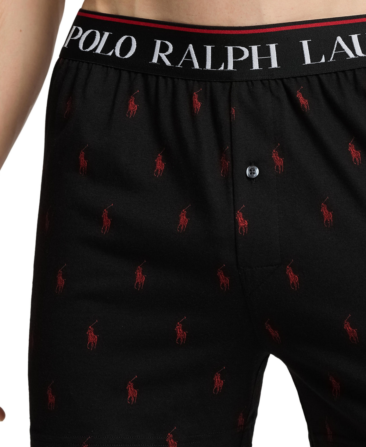 Polo Ralph Lauren Men's Exposed Waistband Knit Boxers -RL2000 RED ALL OVER PONY