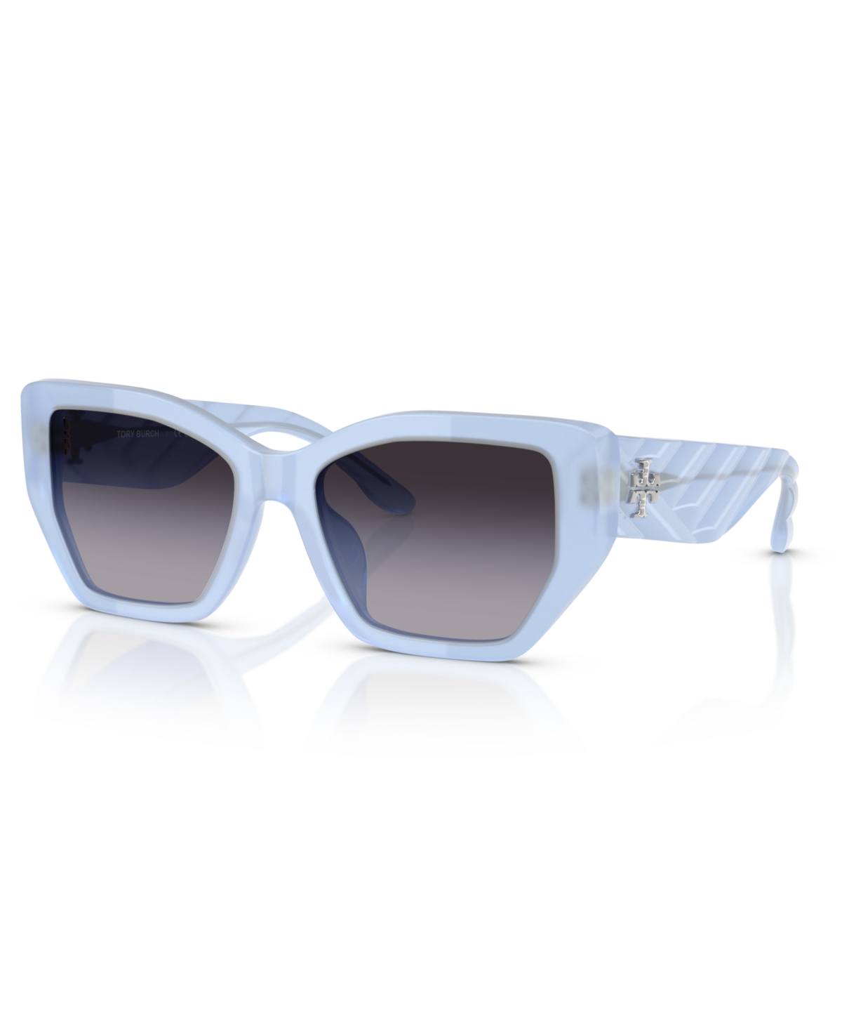 Tory Burch Geometric Sunglasses, 53mm In Milky Light Blue Gradient