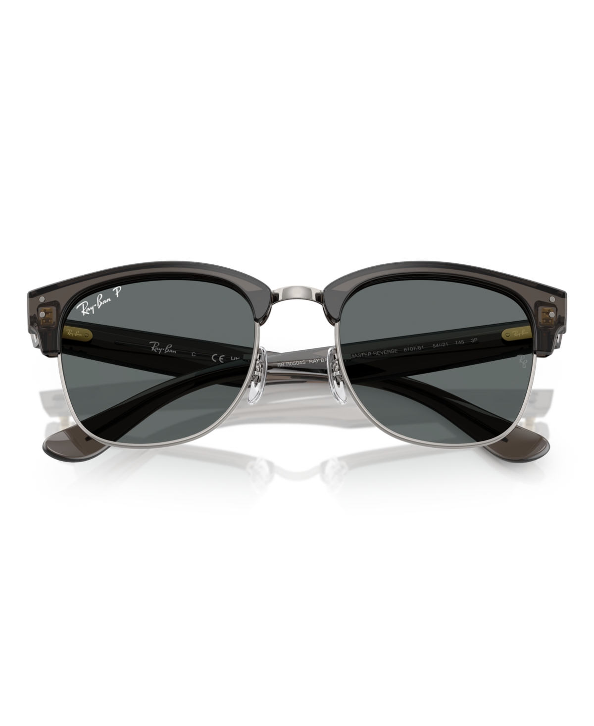 Ray Ban Men's And Women's Polarized Sunglasses, Clubmaster Reverse Rbr0504s In Transparent Dark Gray